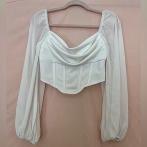 White Cowl Neck Bustier Top